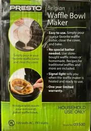 Presto - 03500 - Belgian Waffle Bowl Maker