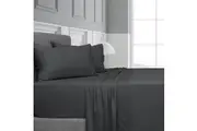 Algodon Bamboo Single Bed Fitted Sheet w Pillowcase Home Bedding Set Charcoal