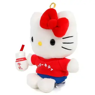 絨毛娃娃吊飾 三麗鷗 HELLO KITTY 凱蒂貓 牛乳 玩偶 日本進口正版授權