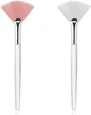 Giantree 2 Pcs Fan Brushes for Facial, Face Mask Applicator Soft Makeup Brushes Esthetician, Flat Head Mask Acid Applicator Esthetician Brush for Women Girls Mud Clay Mask Makeup Peel(Pink and White)