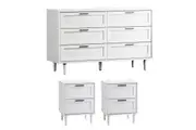 Oikiture 6 Chest of Drawers and 2 Bedside Tables White