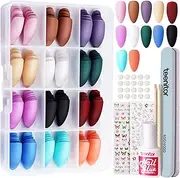 Teenitor Almond Press On Nails, 12 Color Press On Nails Almond, 288Pcs Matte Press On Almond Nails Glue On Nails Almond Shape Press On Nails Medium Length Almond Fake Nails