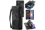 CaseMe For Samsung Galaxy A54 5G Zipper & Detachable Retro Leather Pouch Wallet Flip Purse Bag Detachable Phone Case Cover (Black)
