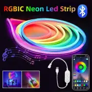 USB Neon Strip Light Waterproof RGBIC LED Tape Lamp 1–3M, Bluetooth Control