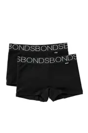[Bonds] Bonds Girls Cotton Stretchies Shortie 2 Pack in Black Size: 2/3 2/3 Black