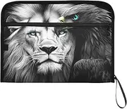 YMXFXP Lion Bird Eye Blue Expandable Filing Folder, 13-Pocket Funny Cute Design with Sticky Labels, A4 Letter Size Document Organizer for Office, School, Boys, Girls