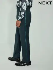Teal Blue Slim Fit Tuxedo Suit Trousers (B06375) | $73