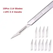 10x Dental Steel Carbon Scalpel Blades Board Size 11# +Stainless Steel 3# Handle