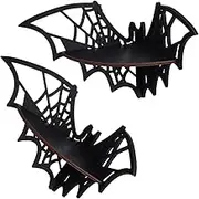 Alipis 2pcs Rustic Wood Floating Shelves Spider Web Corner Shelf Wall-Mounted Candle Holder for Bedroom