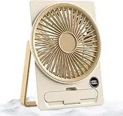 Desktop Fan, Personal Fan USB Rechargeable, Slim Card Wide-Angle Appliance, Six-Speed Tool with LCD Display for Hot Weather Dorm Bedroom Living Room