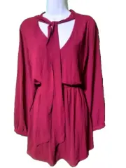 Venus New Maroon-Red dress - XL - tie string V-neckline elastic waist