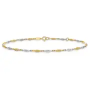 14K Solid Two Tone Gold Infinity Love Knot Link Anklet Bracelet