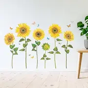 DECOWALL DS9-1905 Watercolour Sunflowers Kids Wall Stickers Wall Decals Peel and Stick Removable Wall Stickers for Kids Nursery Bedroom Living Room