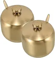 GLEAVI Modern Stainless Steel Condiment Jars Salt Sugar Bowl Containers Sealed Lids for Kitchen Storage