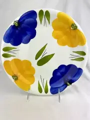 Vintage MAXAM ITALY La Primula BLUE YELLOW DAISY FLORAL 10 1/2" DINNER PLATE
