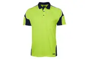 JB's Mens Arm Panel Hi-vis Polo Work Shirt 6AP4S - Lime/Navy