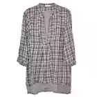 CP SHADES DAKOTA TUNIC TOP IN GREY FLANNEL PLAID BNWT SIZE XS