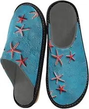 [GAIREG] Unisex Slippers for Home Men's House Shoes Memory Foam Slippers, Blue Textured With Starfish, 10.5-11