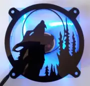 Custom 92mm HOWLING WOLF Computer Fan Grill Gloss Black Acrylic Cooling Cover