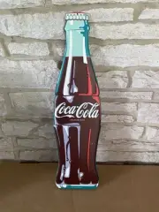 24” Classic Glass Coke Bottle Coca-Cola Die Cut Embossed Vintage Look Metal Sign