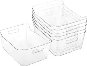 6 Pack Plastic Storage Bins, X-Large Pantry Organizer, Clear Storage Containers