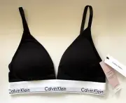 NWT CALVIN KLEIN LIGHTLY LINED MODERN COTTON TRIANGLE BRALETTE BLACK SIZE MED