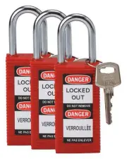 Brady 123414 Lockout Padlock,Ka,Red,3"H,Pk3