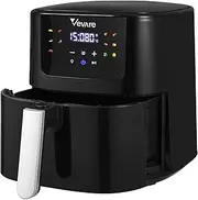 [Vevare] Air Fryer Oven 5L Capacity, Air Fryer with LCD Digital Touch Screen, 12-in-1 Multicooker with Cool-Touch Handle, Cooker with Dishwasher Safe Part for Kitchen,1500W Oil Free,Black