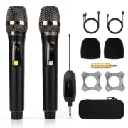 Rechargeable Wireless Microphone, Two Cordless UHF Mics Plug and Play for Kar...