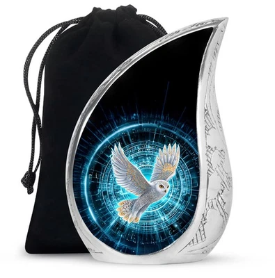 Owl Black Blue Burial Unique Urn For Human Ashes Adult Dad & Mom, (10 Inch)