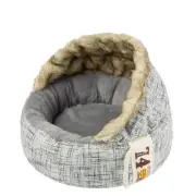 Touchdog Double Donut Premium Designer Dog Cat Bed - Light Grey