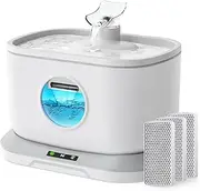Petlipo Cat Water Fountain, Cordless Water Fountains for Cats Indoor 2.5L/84oz, Battery Operated 3 Modes &180° Motion Sensor Quiet Automatic Pet Water Dispenser for Drinking with 4 Filters, White