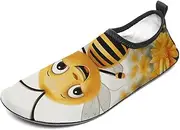 [BTCOWZRV] Water Shoes for Women Men Cute Bees Daisy Flower Water Sports Shoes Slip-on Breathable Lightweight Athletic Aqua Sock