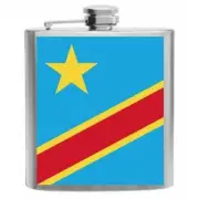 Democratic Republic of Congo Flag Stainless Steel Hip Flask 6oz
