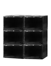 [Stacked] Shoe Box Acrylic Sneaker Display Case 6 Piece in Black