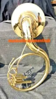 TUBA SOUSAPHONE 22 INCH BELL GOLD POLISH MADE OF PURE BRASS + CASE + FREE SHIPP