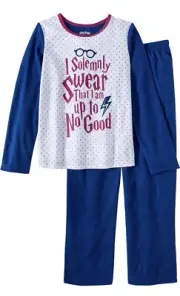 HARRY POTTER Girls Fleece Solemnly Swear That I'm Up To No Good Pajama_Size 6/6X