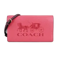 在飛比找PChome24h購物優惠-COACH 馬車壓印LOGO翻蓋斜背包(罌粟紅)