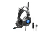 Over Ear E-sports Headphones Wired Gaming Headset RGB Flash Light with Microphone-Blue