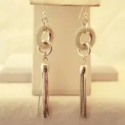 Silver Filled Circle Tassel Hook Earrings