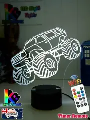 MONSTER JAM TRUCK 4WD PERSONALISED 3D LED Night Light 7 Colour Change Room Lamp