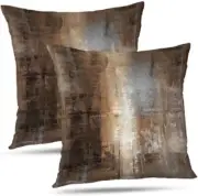 Brown Throw Pillows and Grey Throw 18" x 18" (Pack of 2) Brown and Grey ONELZ