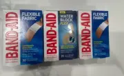 3 Boxes - Band-Aid Water Block Flex Waterproof Bandages & Flexible Fabric NEW