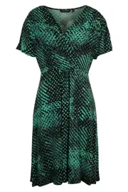 Cross Over Short Sleeve Dress--MAR-23220808