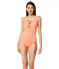 MSRP $125 Bleu Rod Beattie Plunge Over The Shoulder One-Piece Orange Size 10