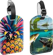 [CWAGFEQZ] 2-Pc Luggage Tags for Suitcases,Travel Tags for Luggage,Ocean Fish Cartoon