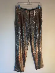 Banana Republic 8 L Gold Pleated Sequin Holiday Party Dress Pants