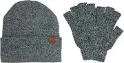 [ClimaZer0] Marbled Hat and Fingerless Gloves Winter Set, Black