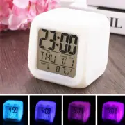 7 Color Changing Alarm Clock Kids Wake Up Digital Display LED Night Light Gift