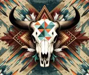 SOUTHWEST BULL SKULL DESIGN FEATHERS #2 COMPUTER MOUSE PAD 9.25 X 7.34 INCES